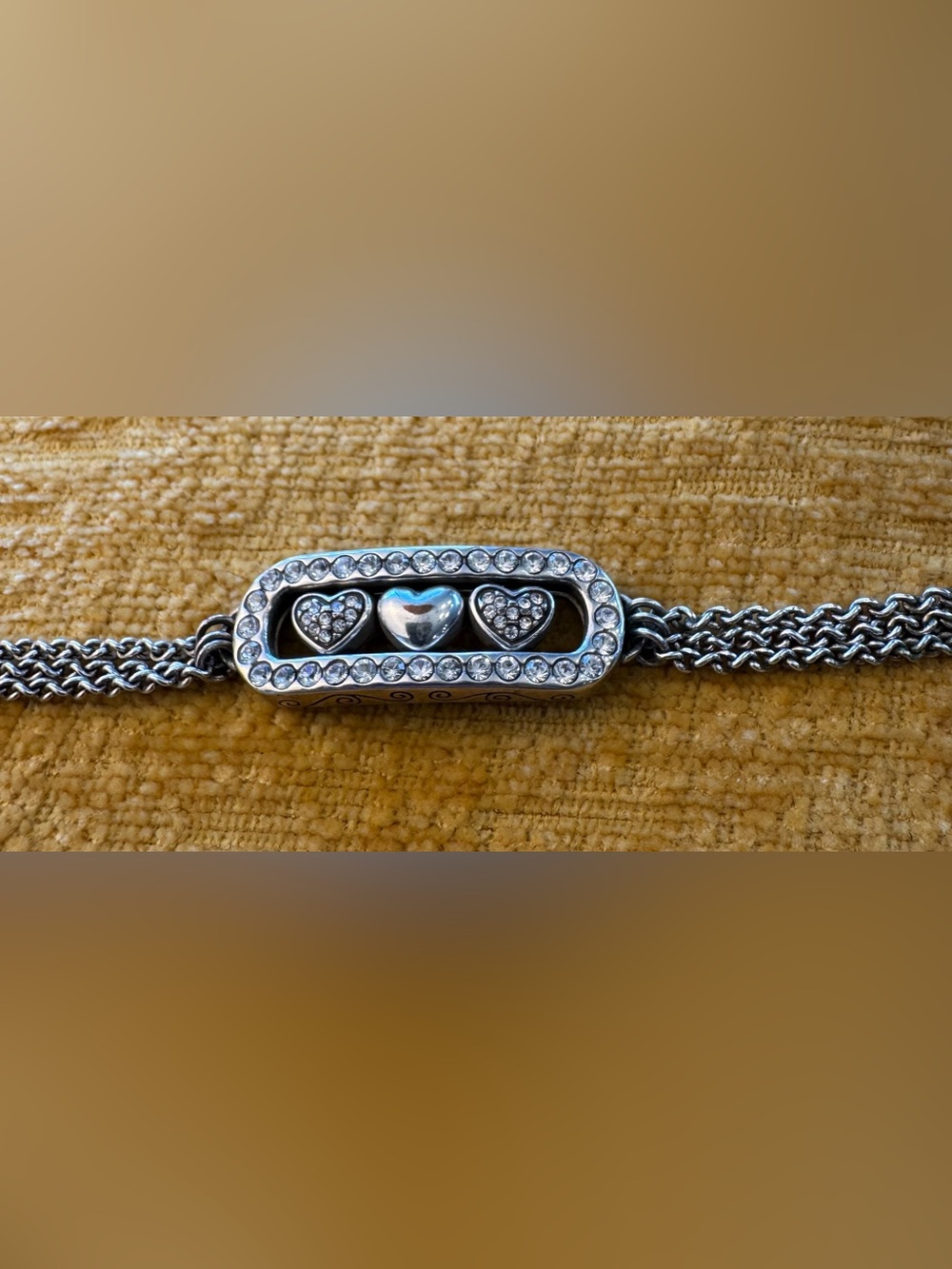 Brighton Silver Heart & Crystal Mesh Bracelet (Vintage)